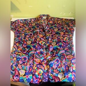 Vintage glossy multi colored shirt Copacabana size xl